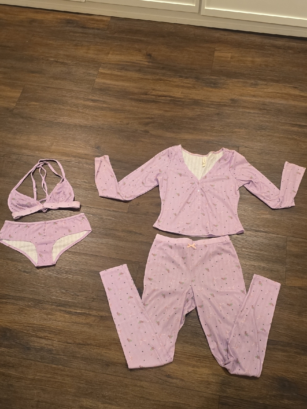 For Love and Lemons- Pointelle Pjs Set in Size Small